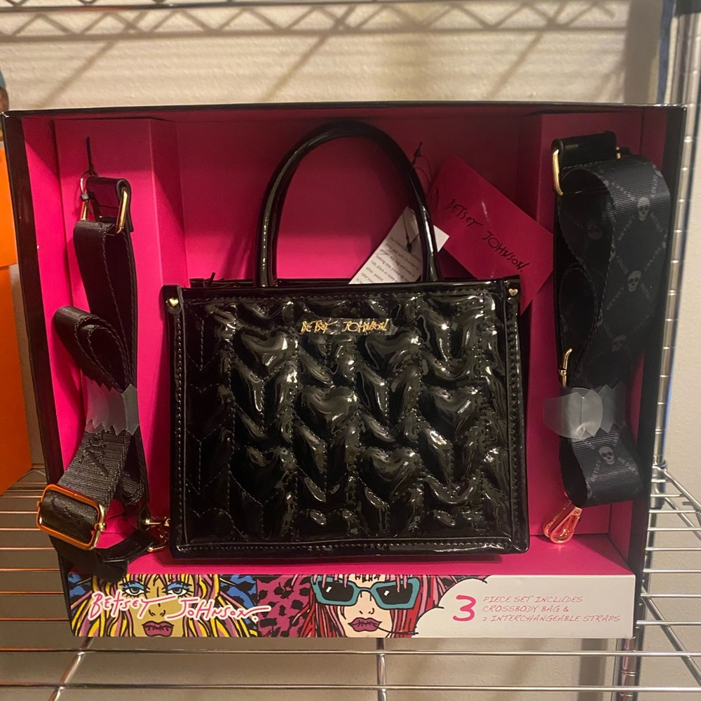 Betsey Johnson Black Patent Crossbody Bag